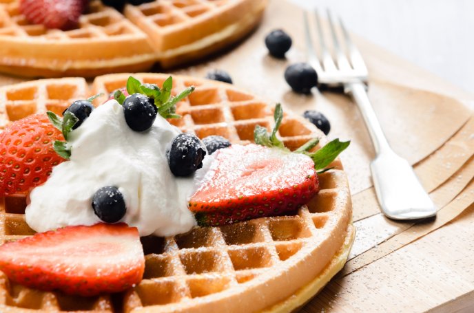 Desayuno especial sin azúcar: Waffles con plátano